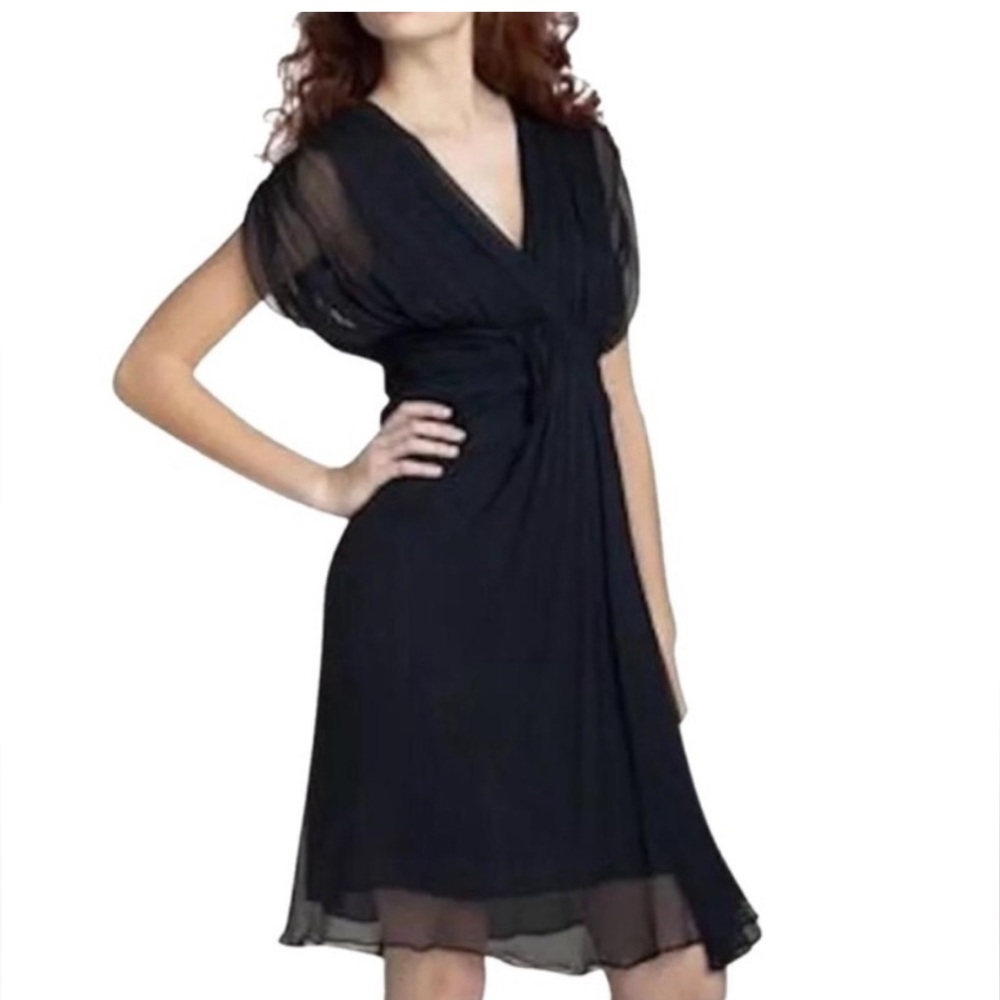 Diane Von Furstenberg Dark Navy Silk Chiffon Drape Cocktail Dress - NWT